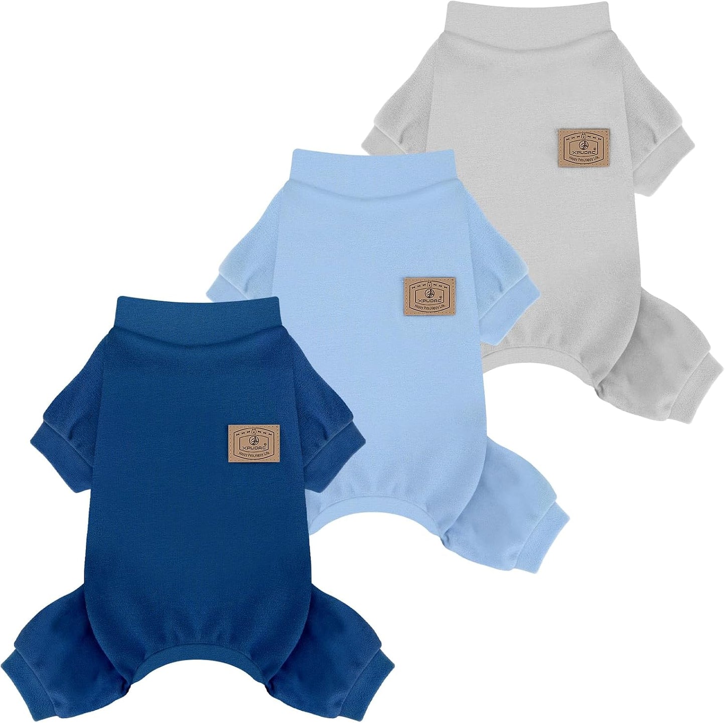 3 Pzas Pijama Forro Polar Perro Invierno Talla M Azul