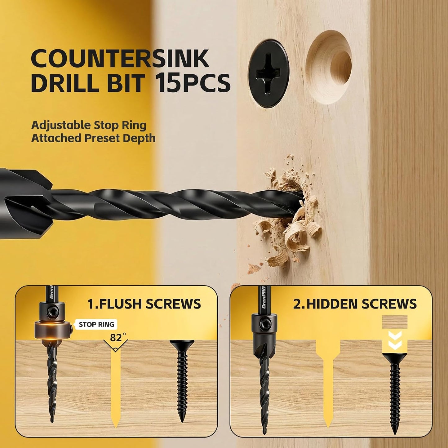 Set 15 Brocas Avellanadas + Cort. Enchufe Madera
