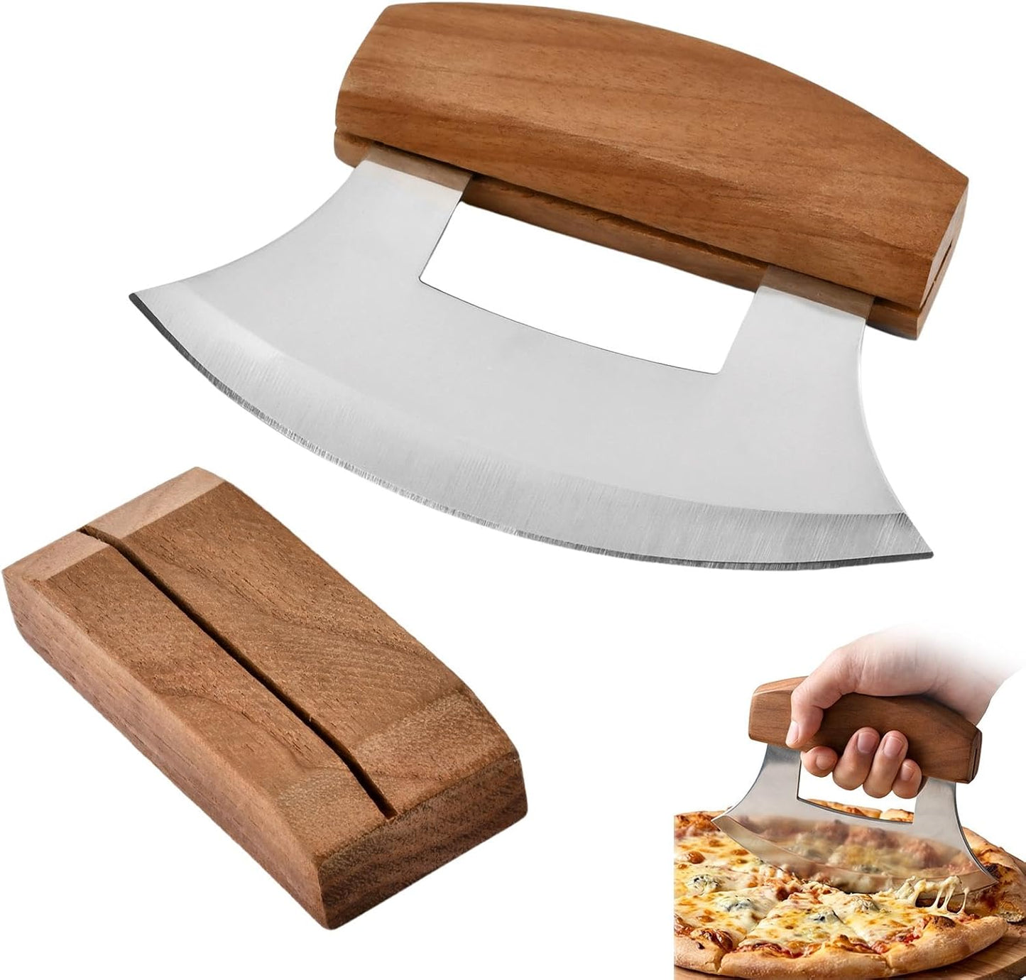 Cortador de pizza y picador de verduras Ulu Knife acero alto carbono mango ergonómico estilo vikingo