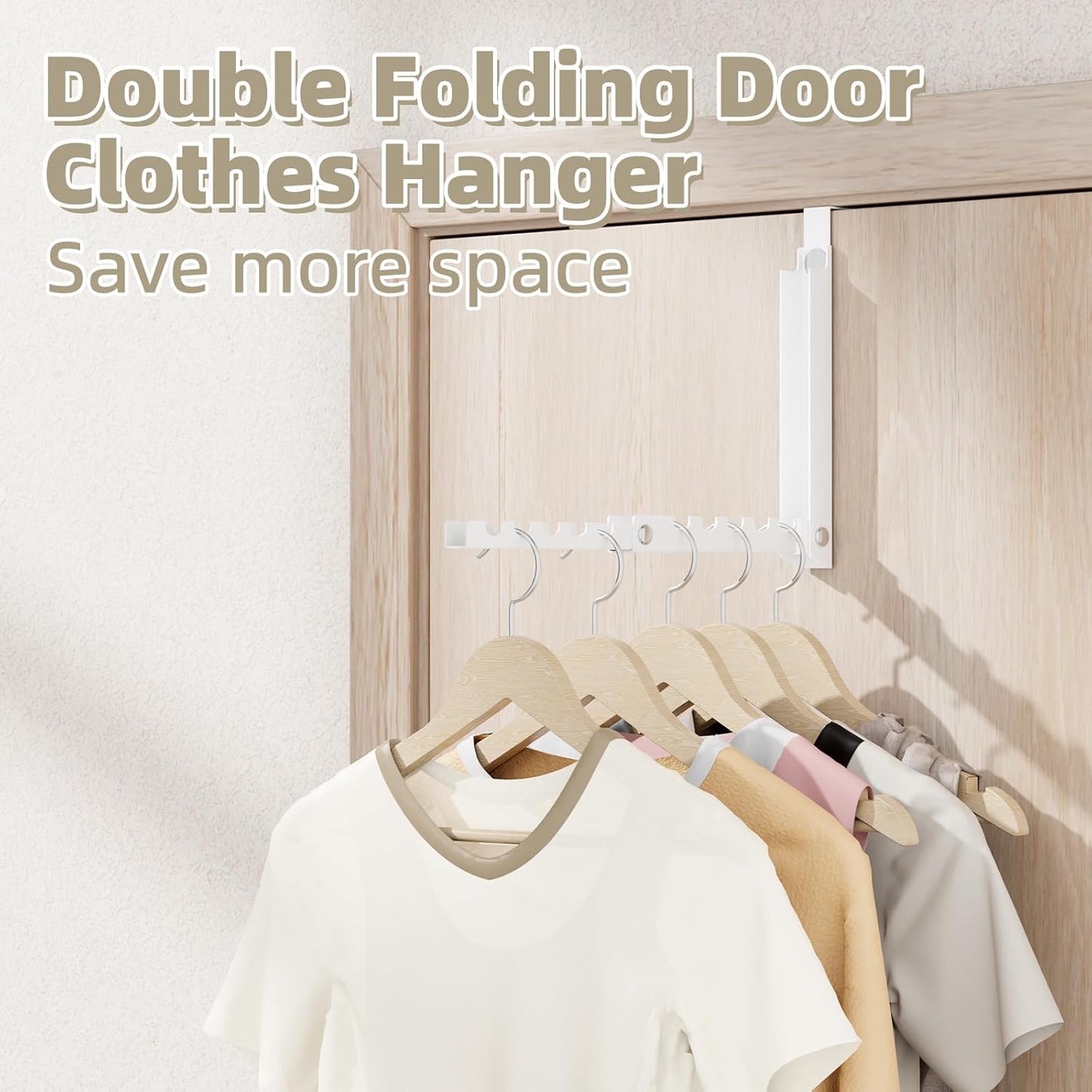 Perchero plegable doble colgador de ropa para puerta