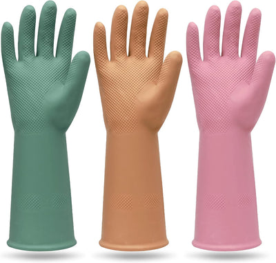 3 Pzas Guantes Goma Reutilizables Impermeables Cocina