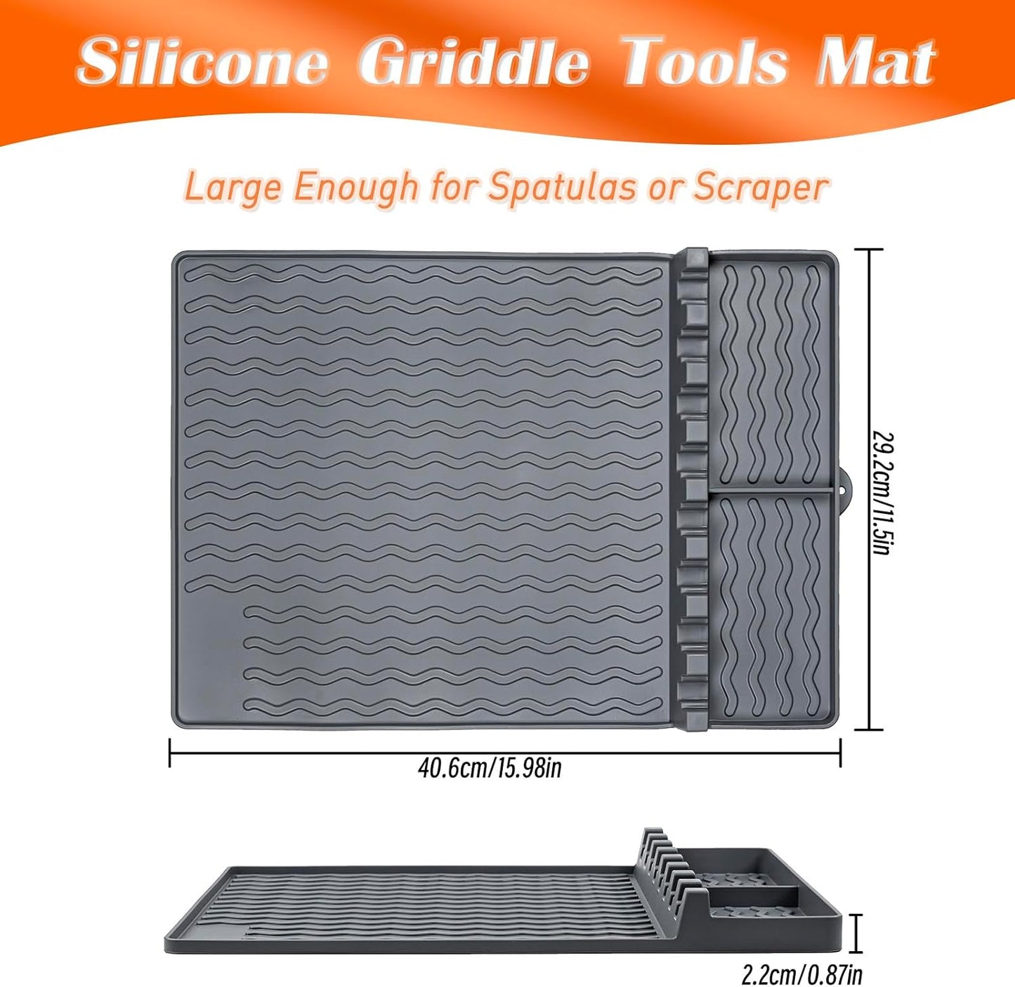 Alfombrilla silicona parrilla cocina con tapete lateral