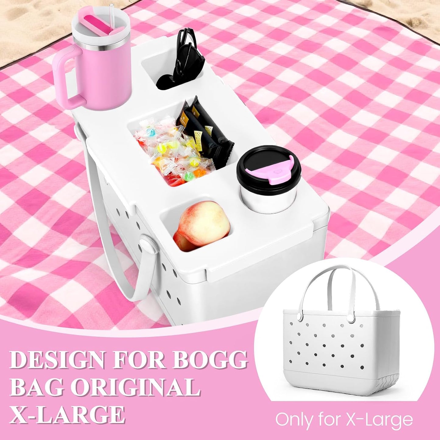Bandeja Bogg XL soporte bebidas teléfono taza blanco