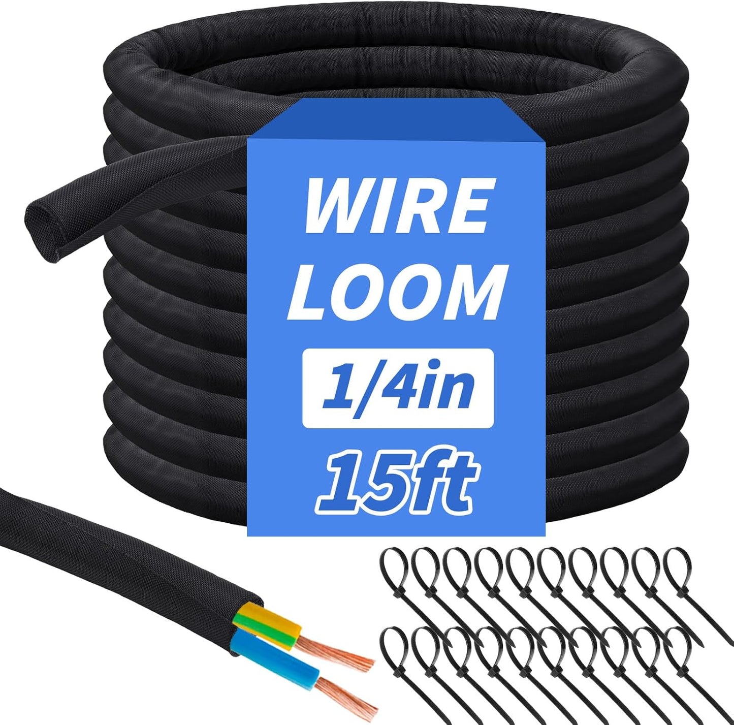 Gestión cables trenzados 15ft protector 1/4pulg flexible