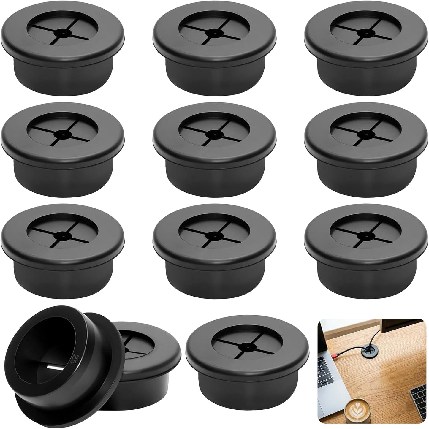 Set 12 Ojales Escritorio con Fundas Silicona Suave