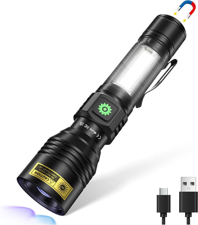 Linterna UV 365-395 nm recargable USB para detectar orina mascotas