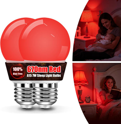 Bombilla roja 670 nm para dormir LED A15 7W bloqueo luz azul