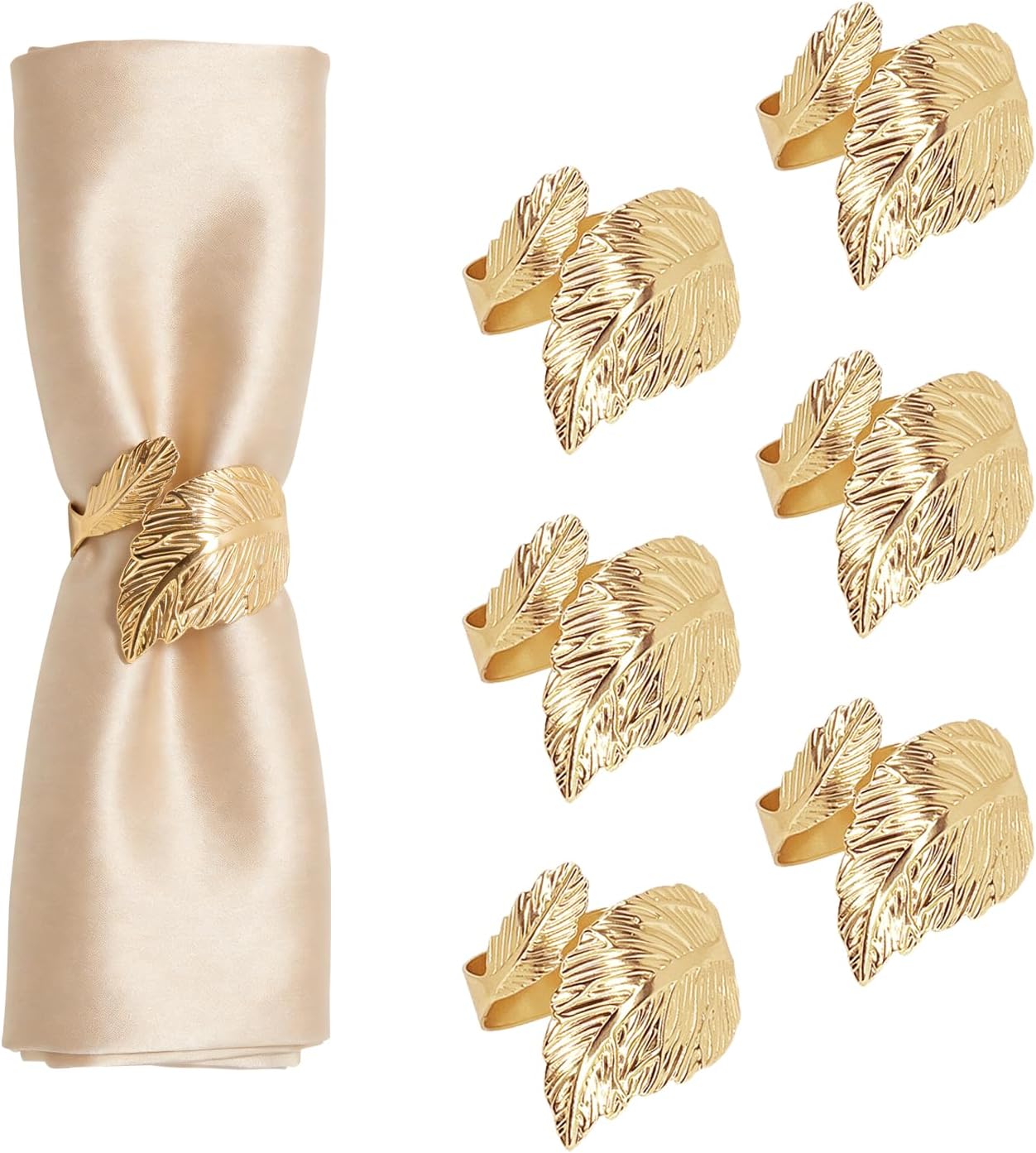 Juego de 12 servilleteros dorados elegantes para fiestas y bodas