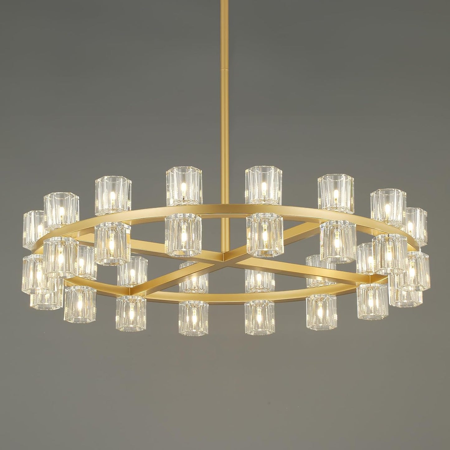 Candelabro cristal 32 luces 33pulg redondo para comedor