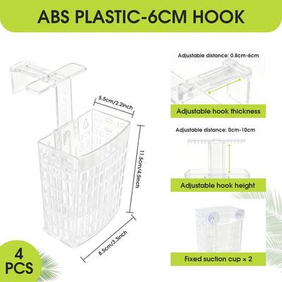 4 Soportes Plantas Acuario Ajustables con Ventosas y Ganchos