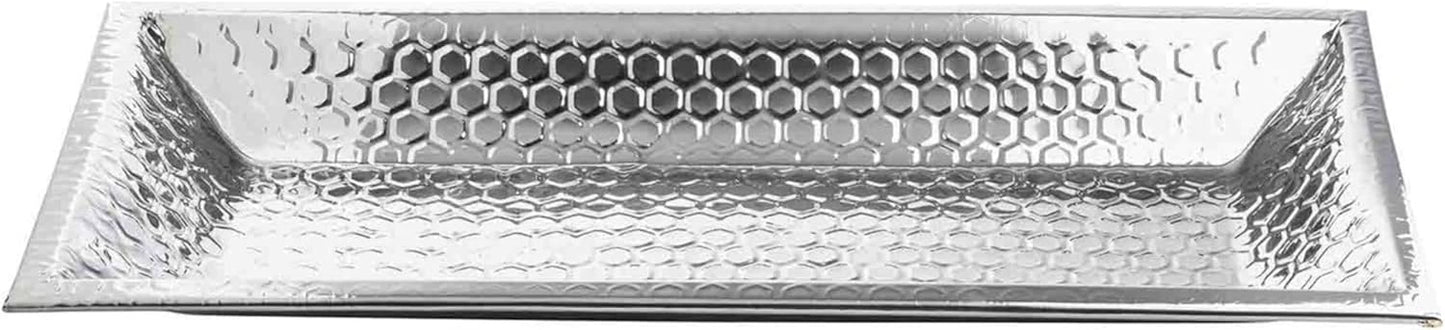 Cuenco Rectangular Acero Inox 14qt Patrón Panal Plateado