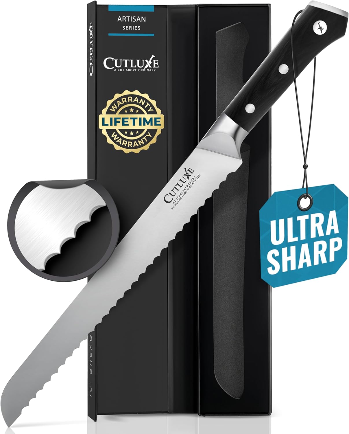 Juego de cuchillos de queso y pan Cutluxe con rebanador