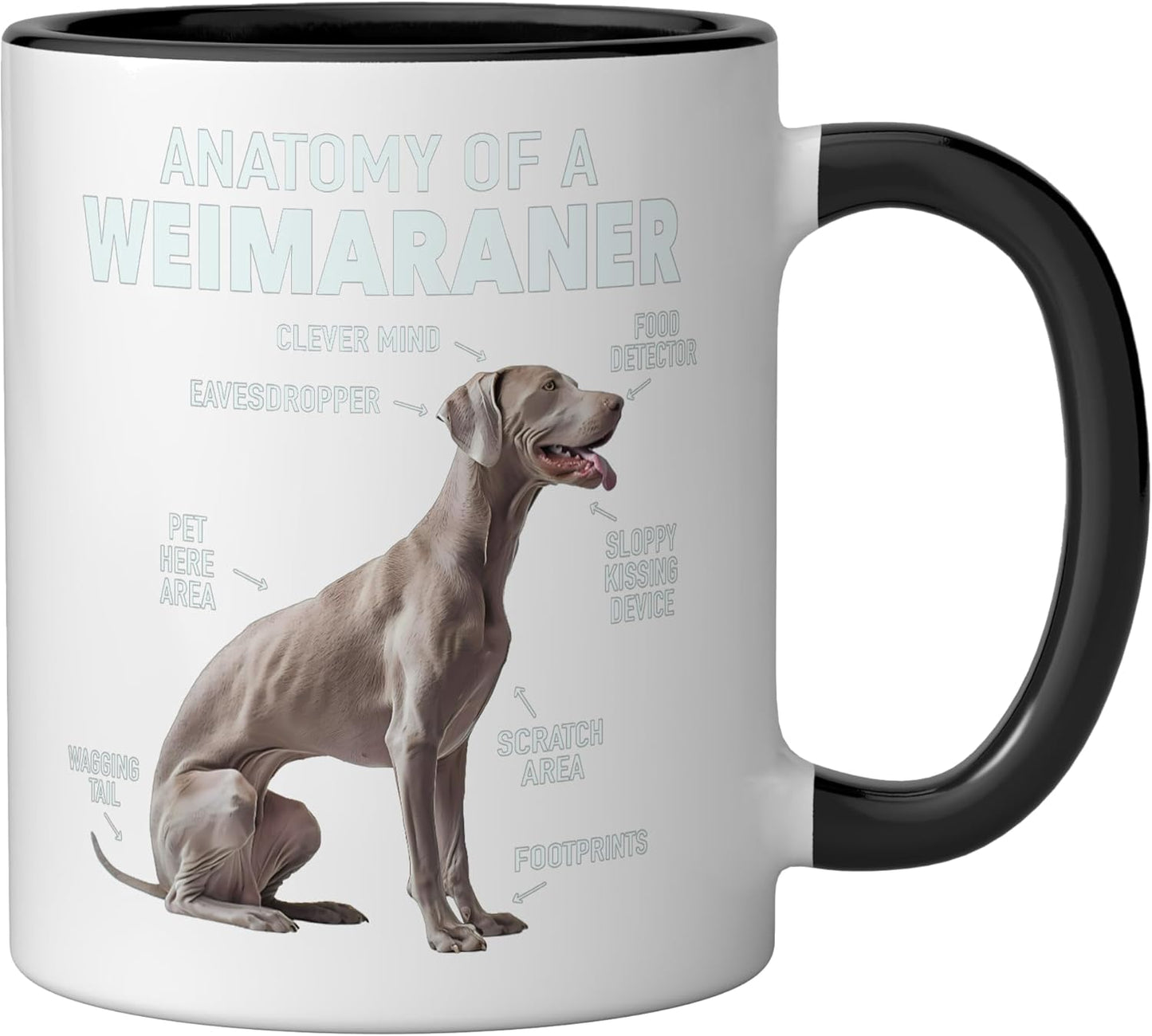 Taza Cerámica Weimaraner Negro/Blanco