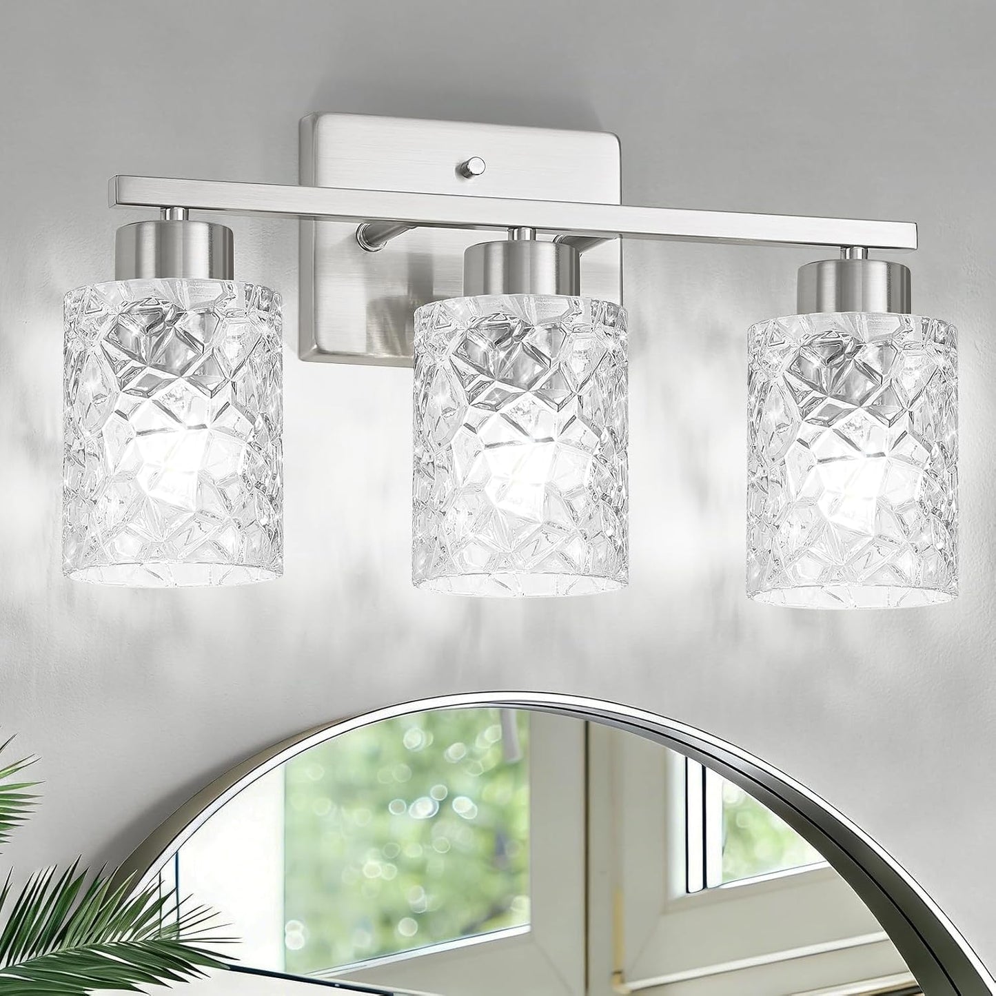 Lámpara baño níquel cepillado 3 luces modernas espejo