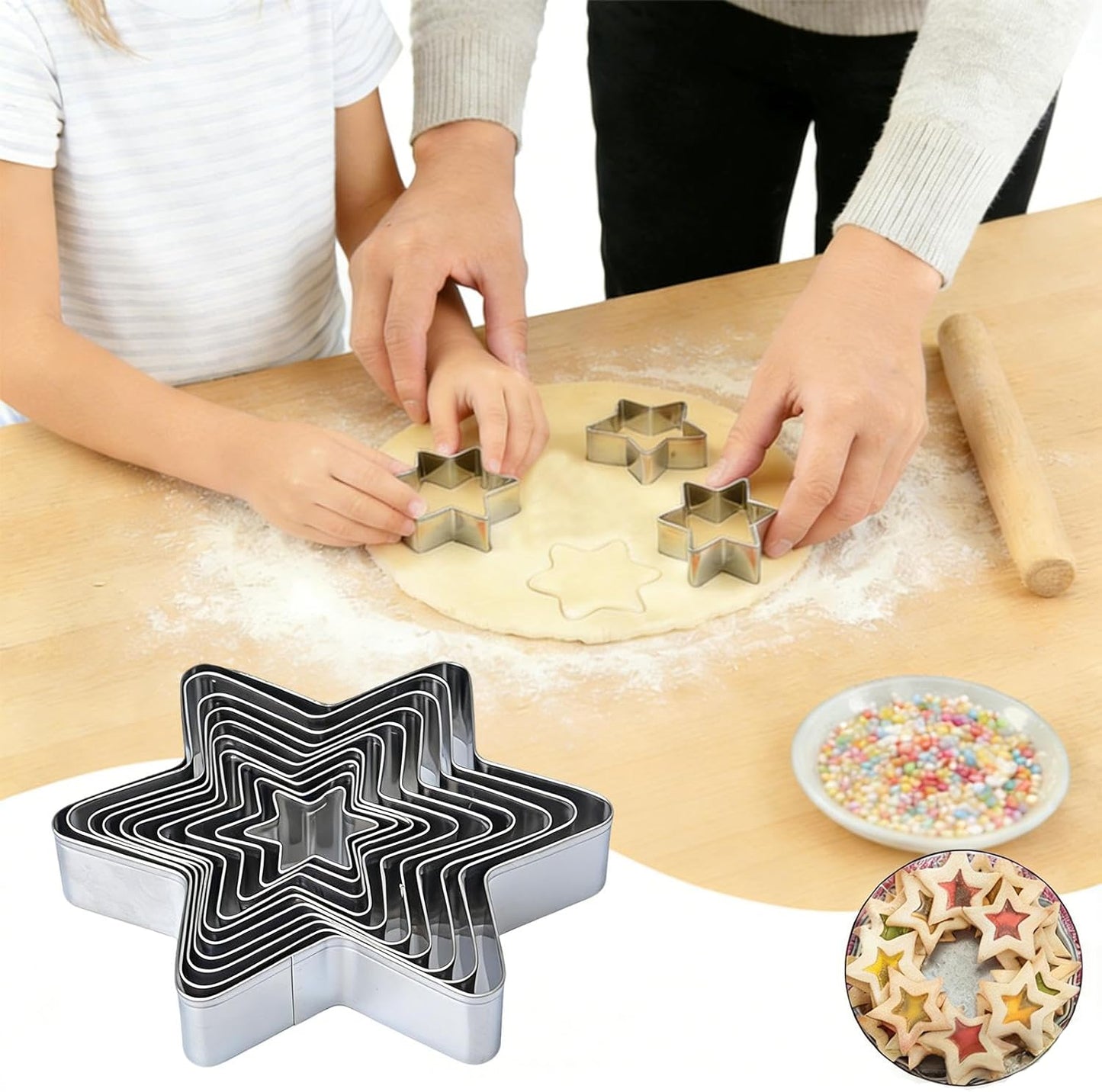 Juego cortadores de galletas de estrella acero inoxidable 10 piezas