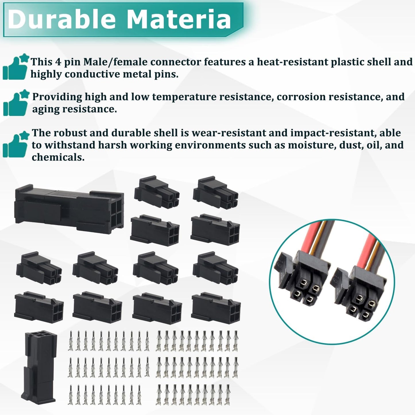 Set 8 Conectores Doble Fila 4 Pines 18-24 AWG Comp Molex