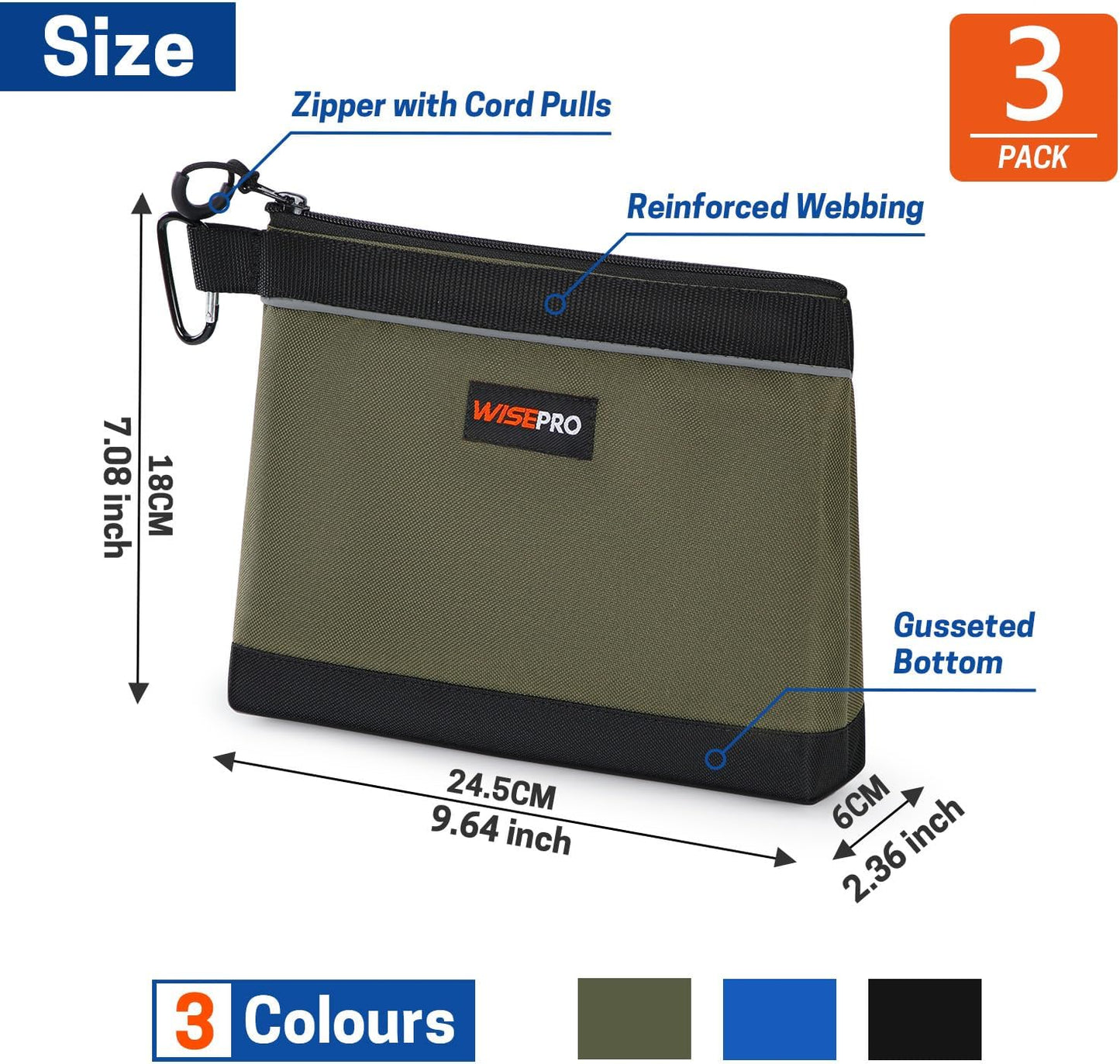 Bolsas herramientas con cremallera organizador multiusos