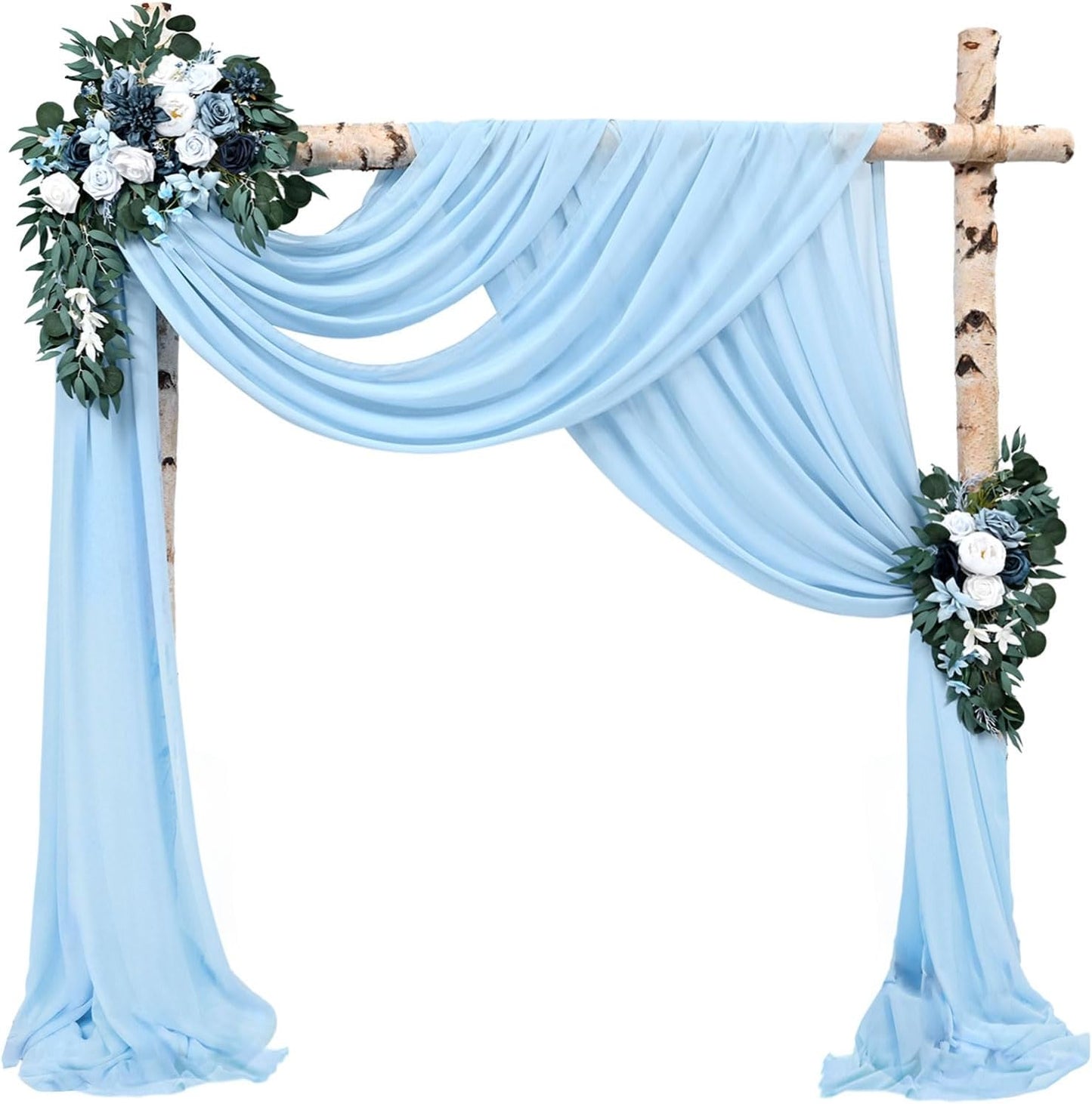 Telas cortinas arco boda 20ft x 28pulg azul bebe gasa transparente