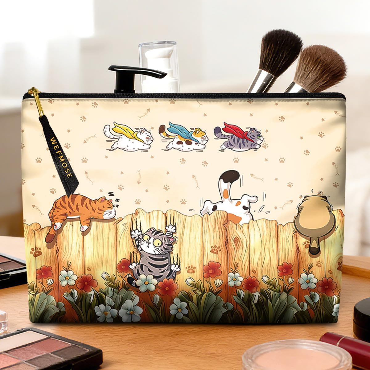 Bolsa cosméticos impermeable mujer cremallera suave 10x8pulg