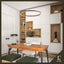 Candelabro LED 24pulg redondo acabado madera luz regulable