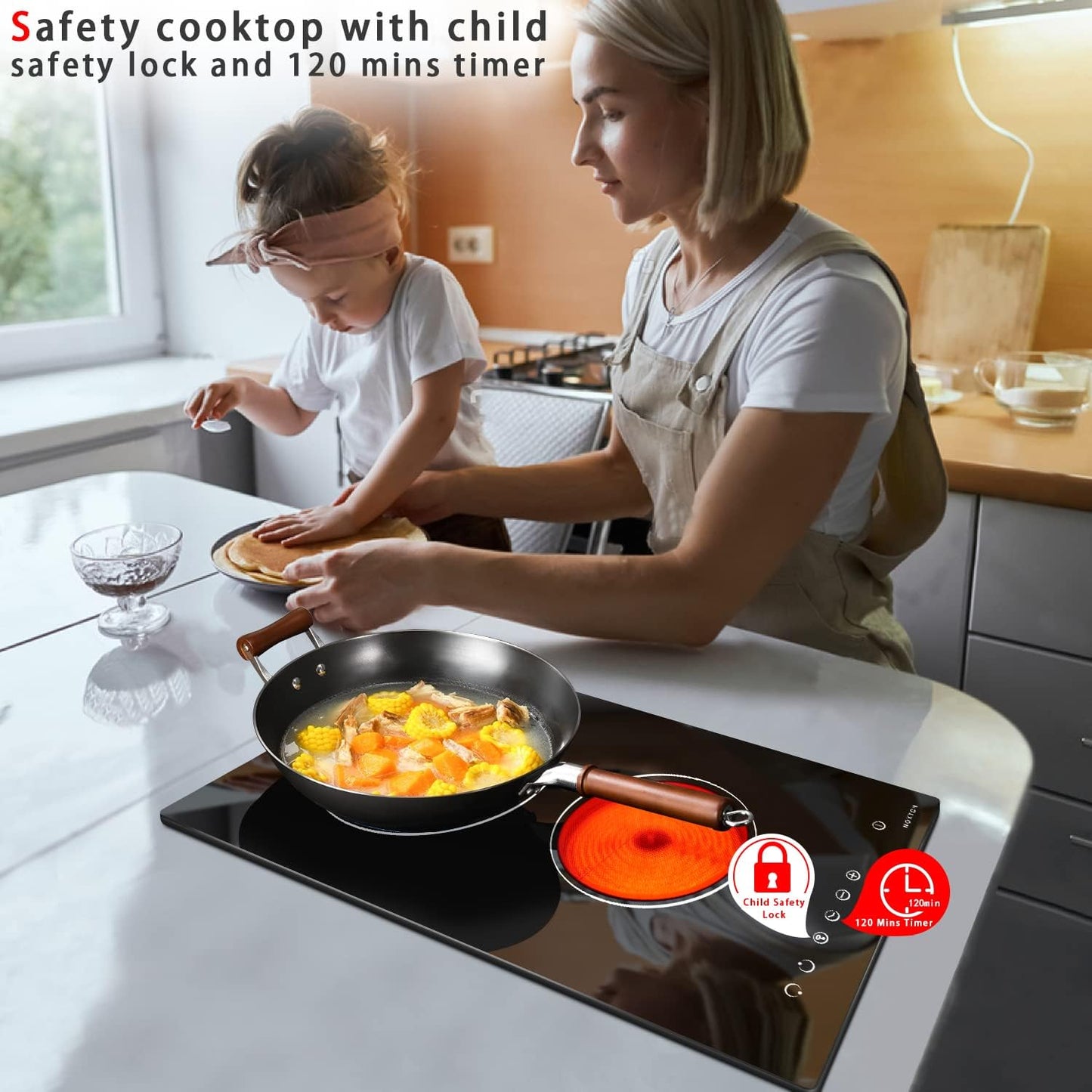 Pack estufa eléctrica 24pulg y placa cocina 2 quemadores