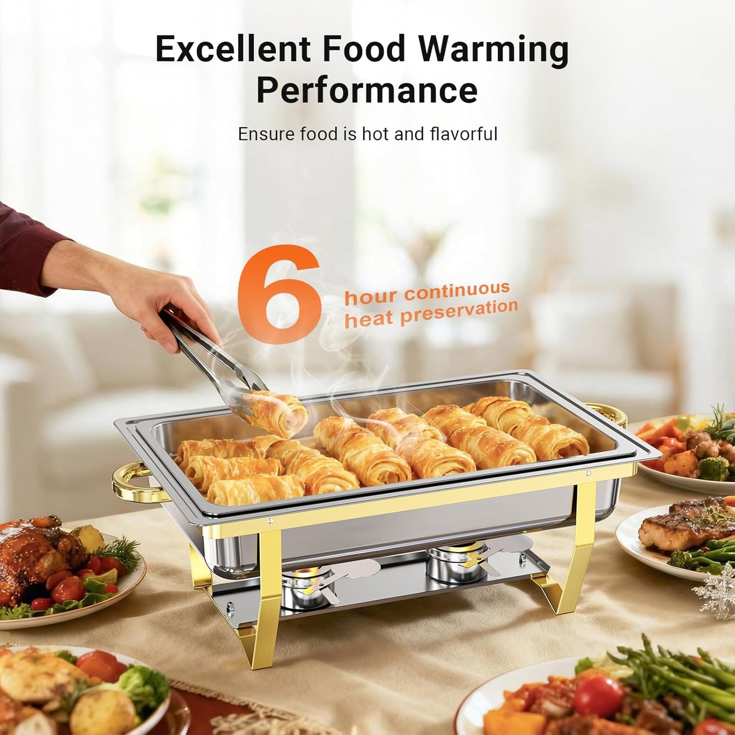 Set 4 platos bufé acero inox apilables para eventos