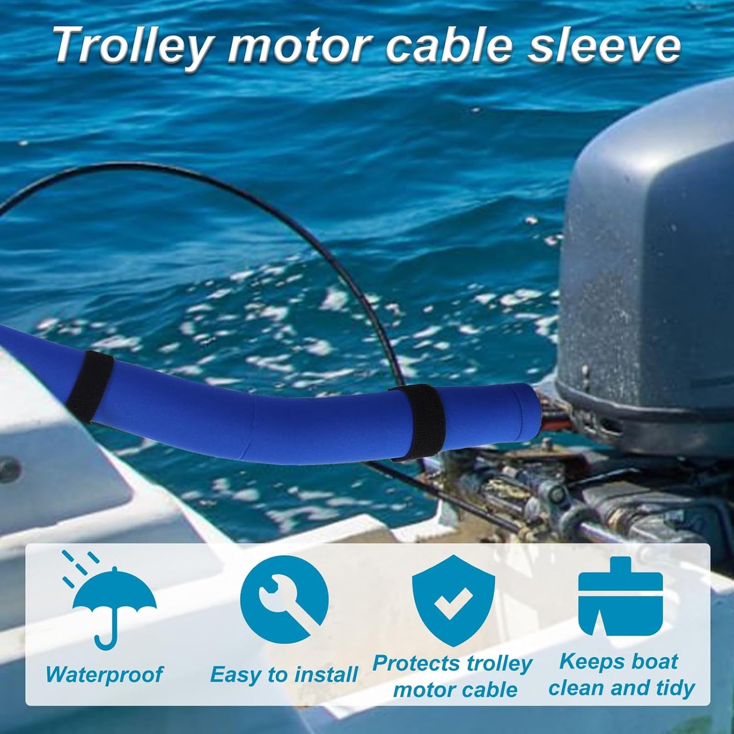 Funda motor arrastre 48pulg resistente barco azul