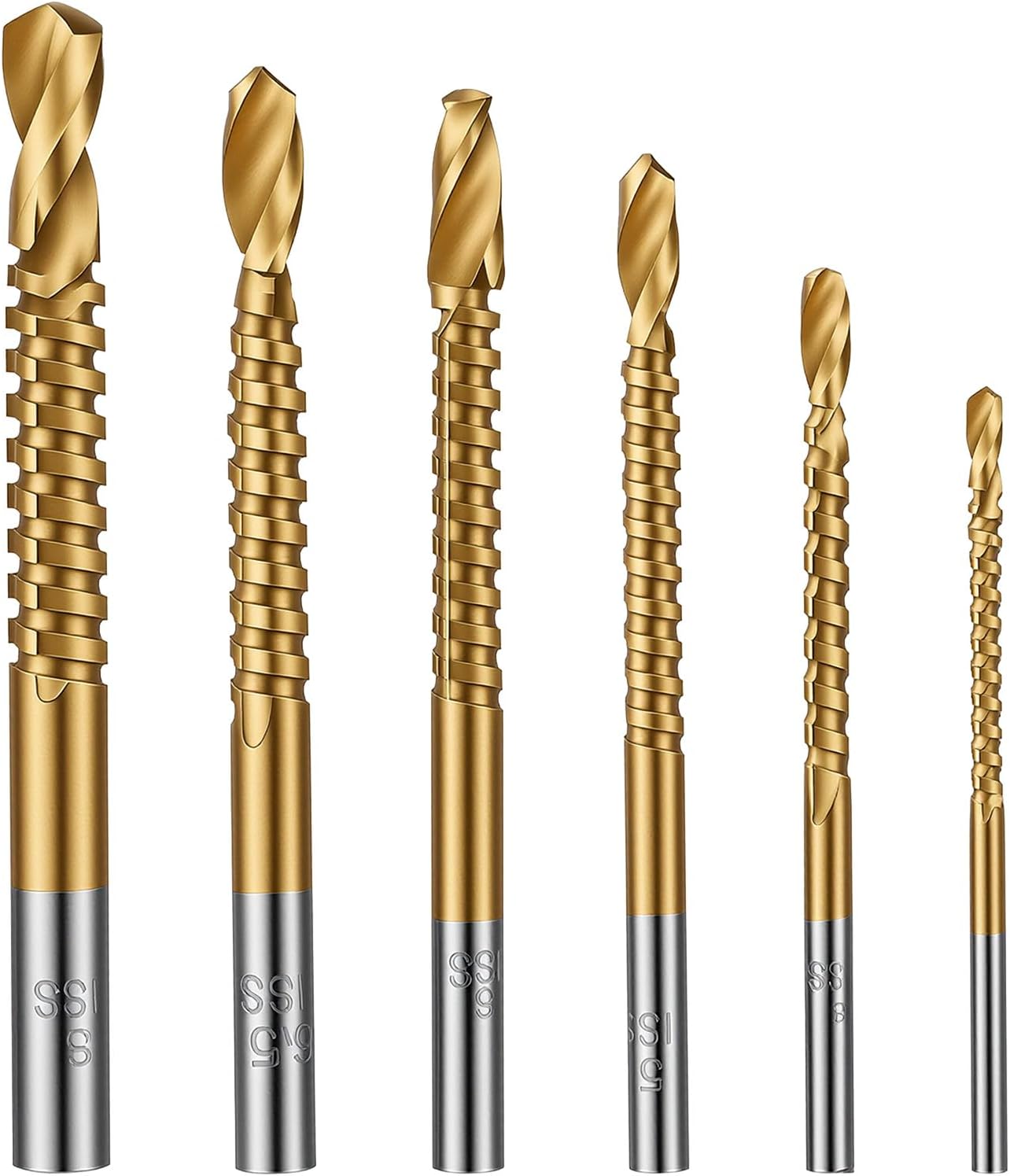 Set 6 Brocas Titanio HSS 3/4/5/6/6.5/0.315pulg