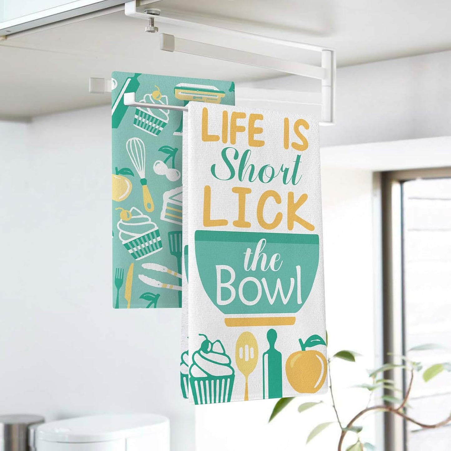 Toalla de cocina divertida para hornear postre verde magdalenas Life is Short