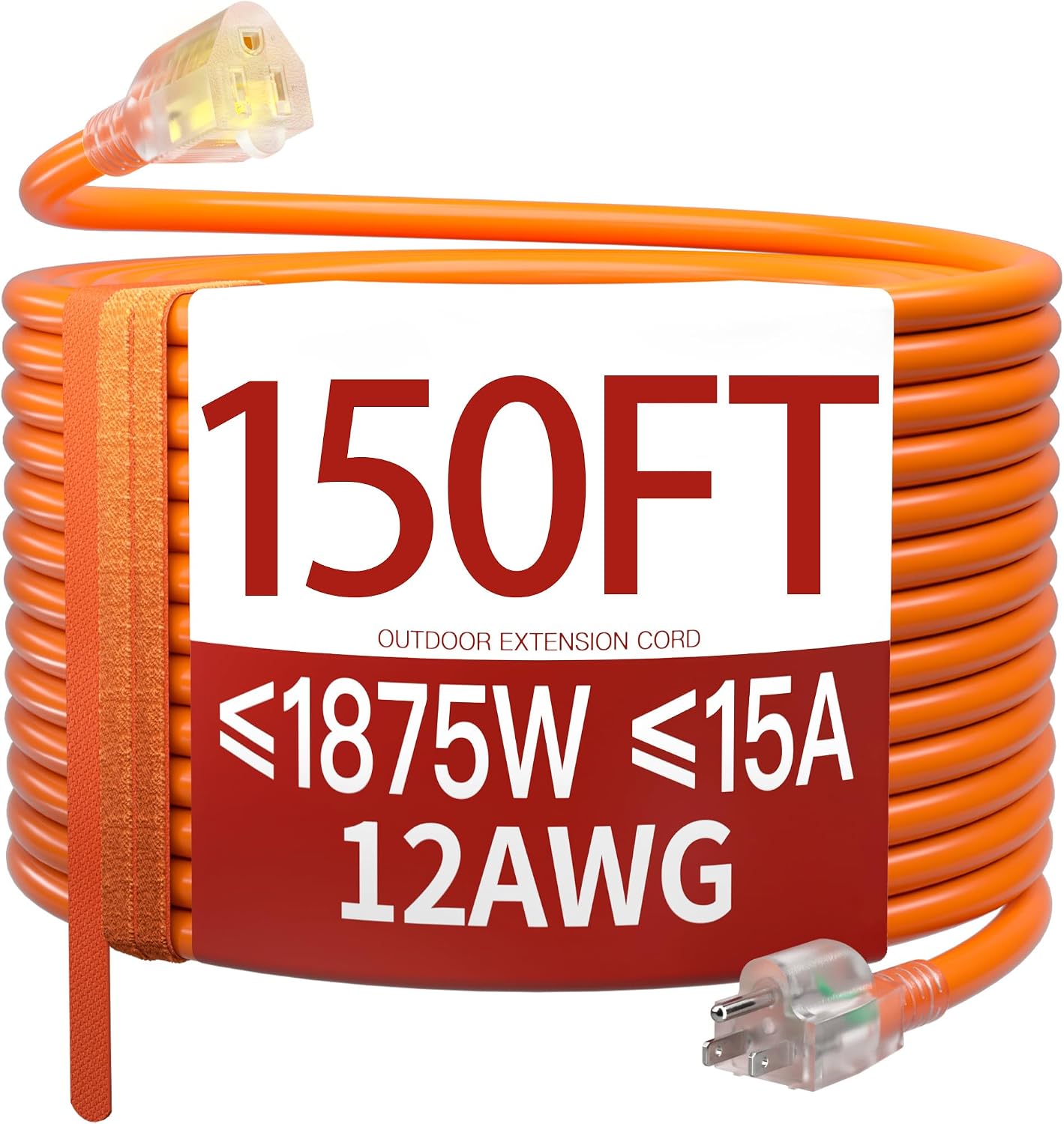 Cable extensión 150ft exterior ignífugo 3 clavijas naranja 15A