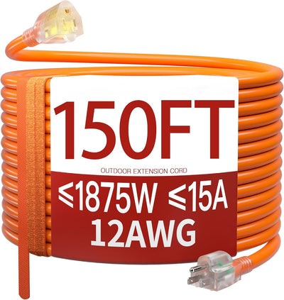 Cable extensión 150ft exterior ignífugo 3 clavijas naranja 15A
