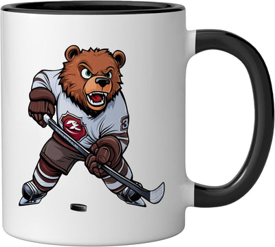 Taza Cerámica Hockey Bear Negro/Blanco
