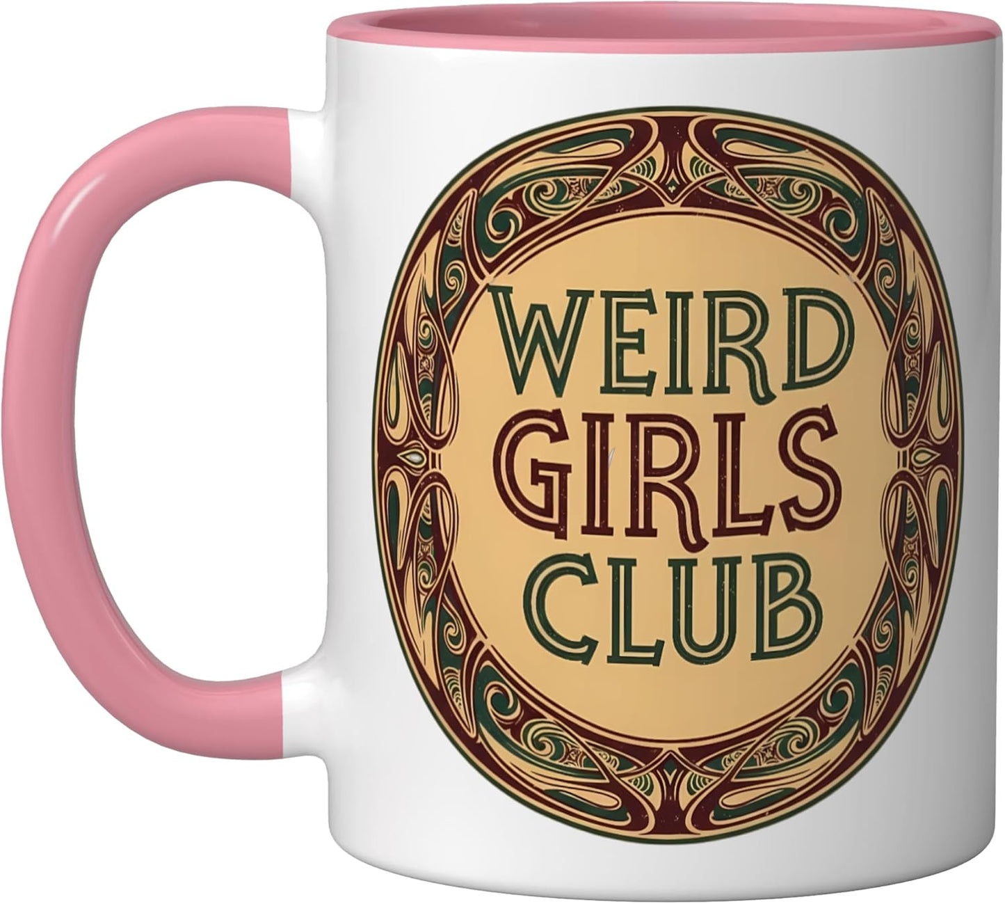 Taza Cerámica con Escudo Vintage para Mujer Rosa/Blanco