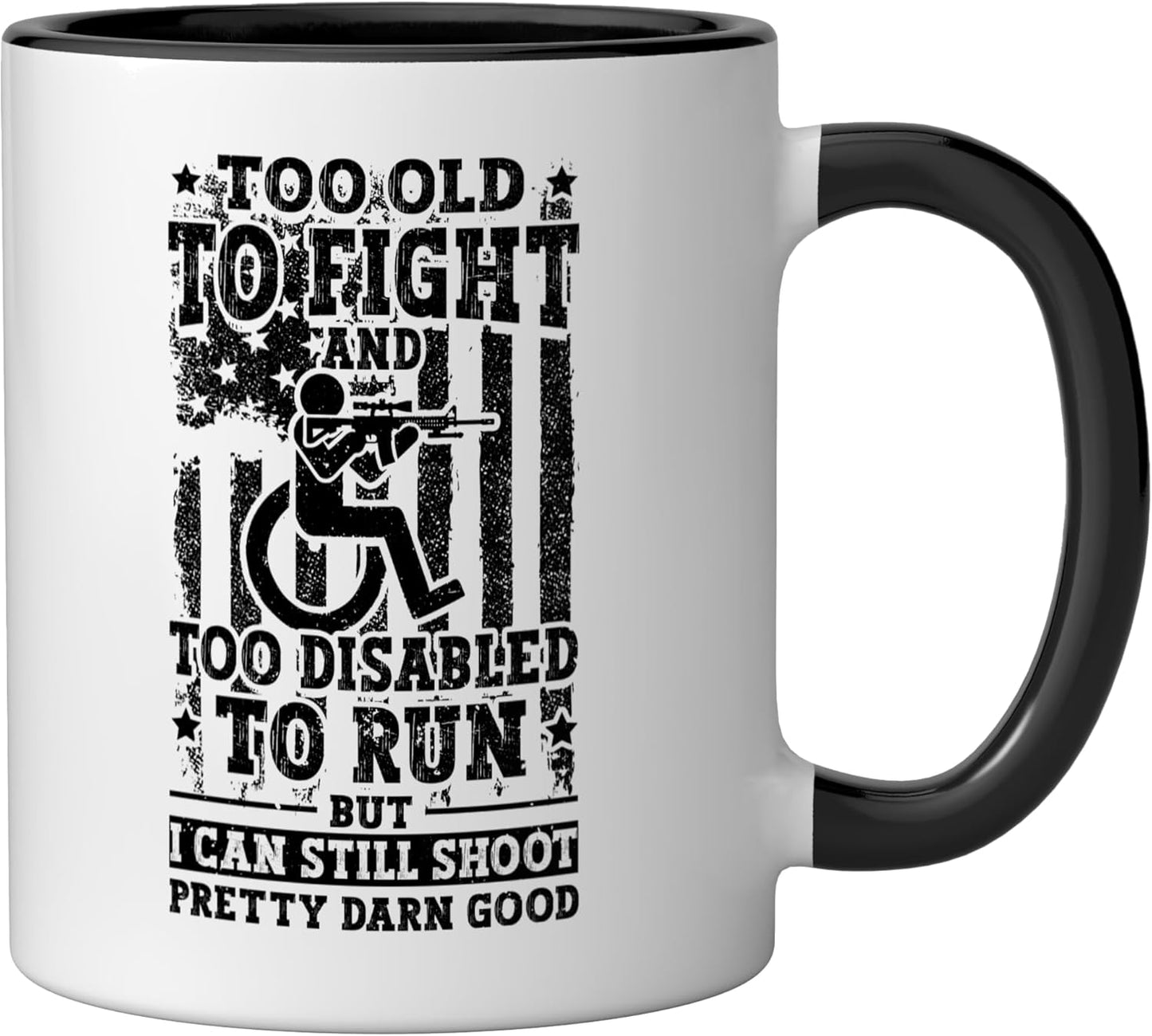 Taza Cerámica para Veterano Discapacitado Negro/Blanco