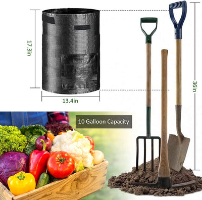4 Pzas Macetas 10gal con Asas para Cultivo Negro