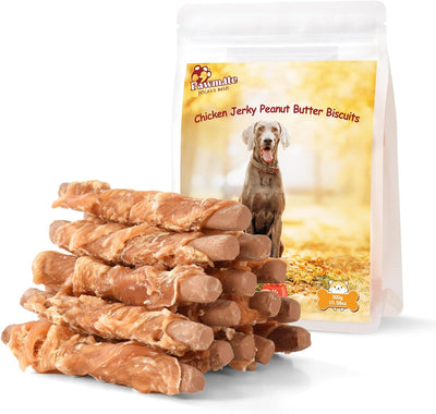 Palitos galleta maní envueltos pollo para perros sin cereales