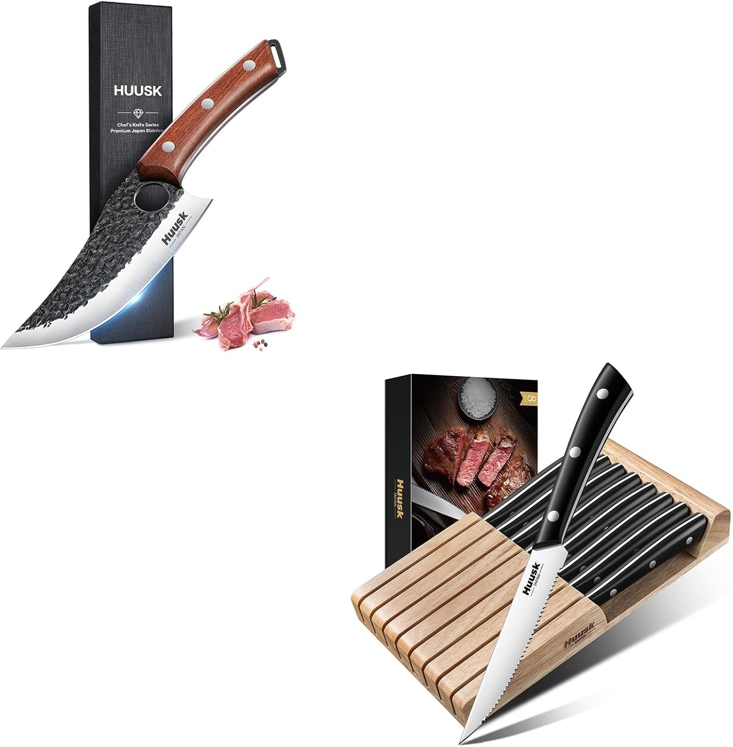 Set 8 Cuchillos de Carne con Bloque Huusk