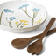 Set 3 Pzas Plato Comida Cerámica con Servilletas Madera