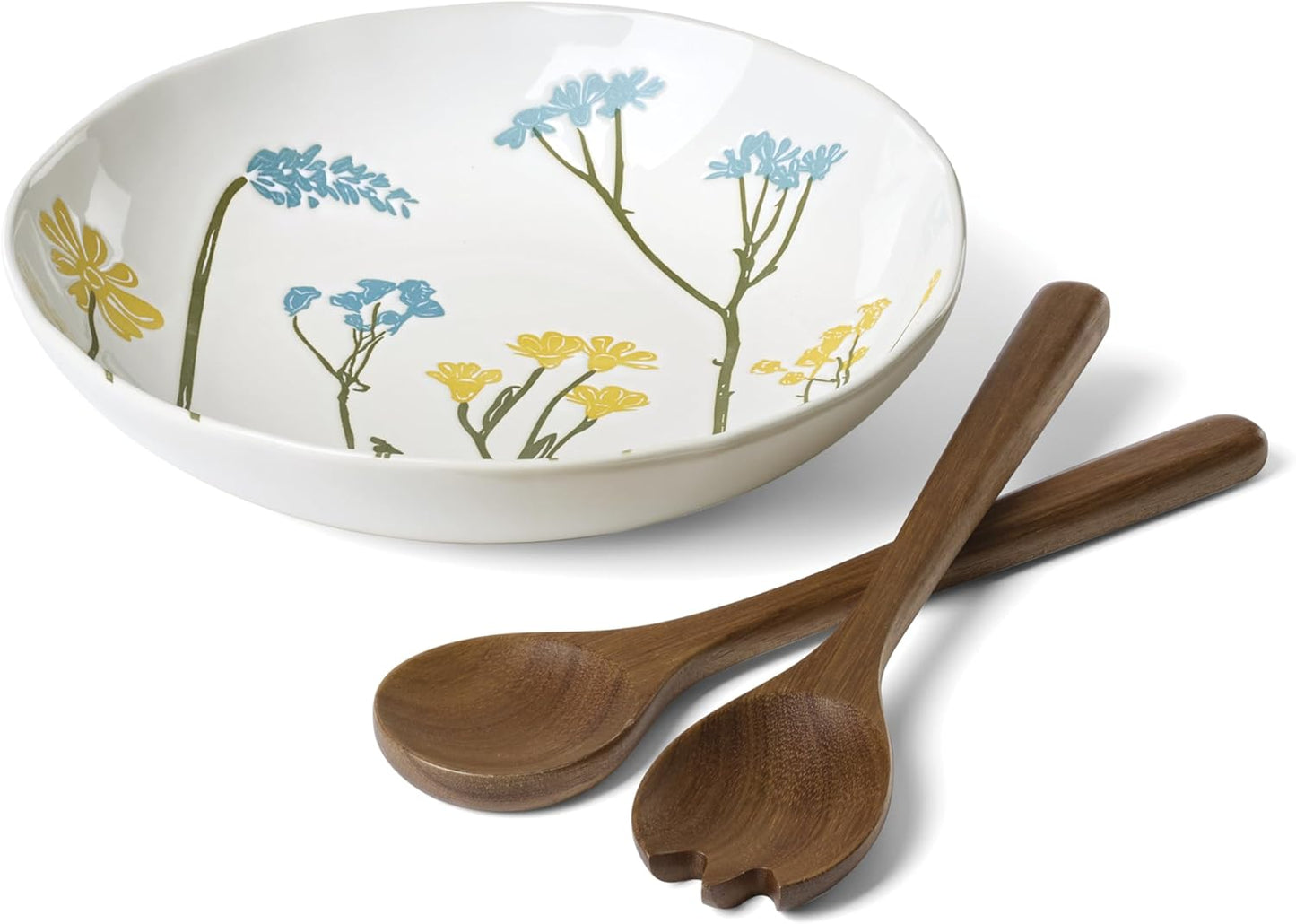 Set 3 Pzas Plato Comida Cerámica con Servilletas Madera