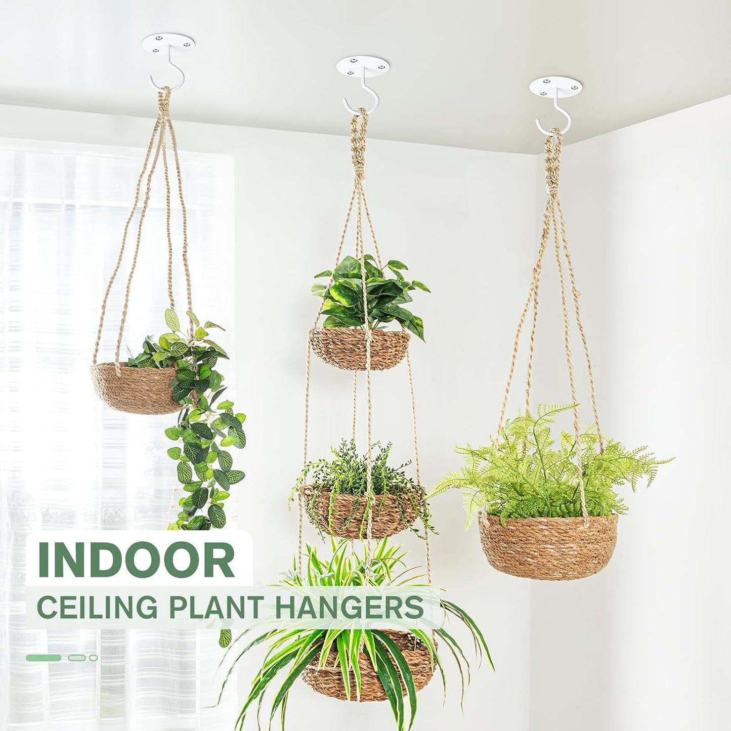 Ganchos techo metal para plantas 2uds color blanco