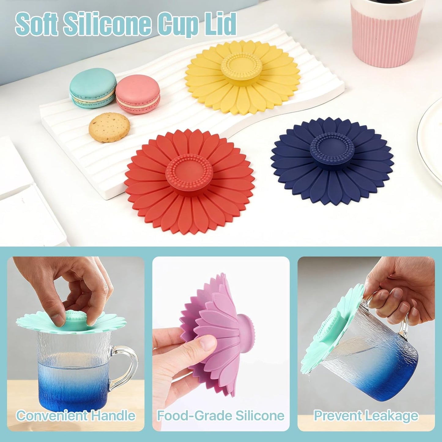 Tapas de silicona multicolor para tazas de 4.3 pulgadas