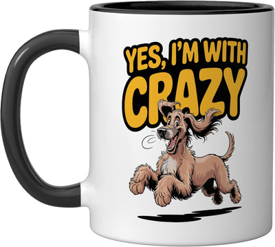 Taza cerámica para perro afghan hound divertida y linda negra/blanca