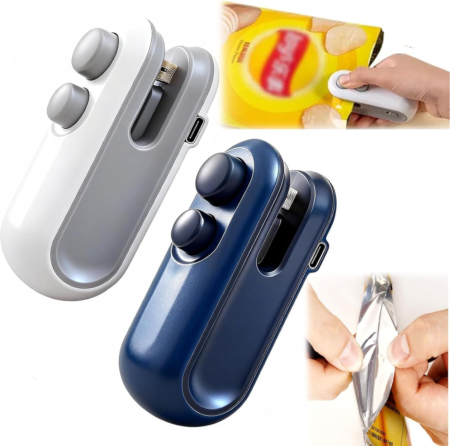 Mini sellador de bolsas con cortador e imán, máquina portátil de sellado térmico para bocadillos