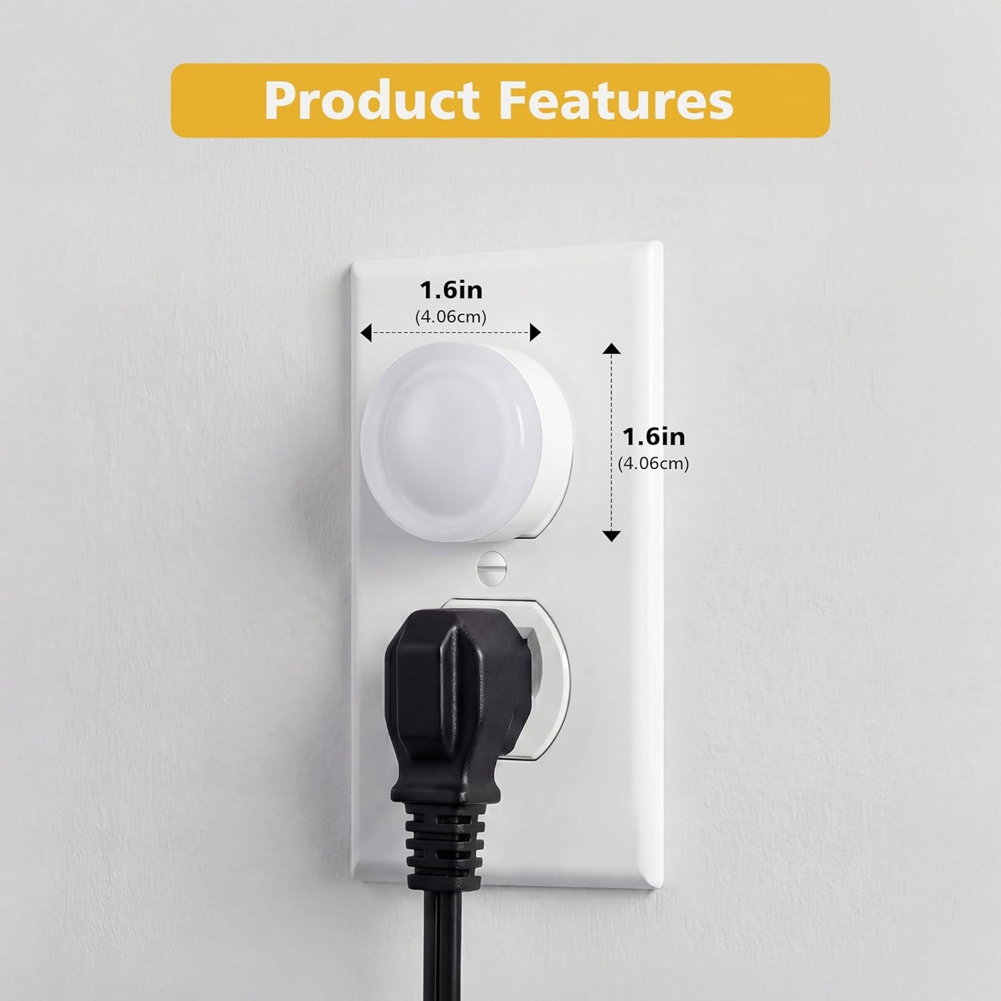2 Luces Nocturnas Enchufables LED Sensor Luz Acrílica Blanca 3000K