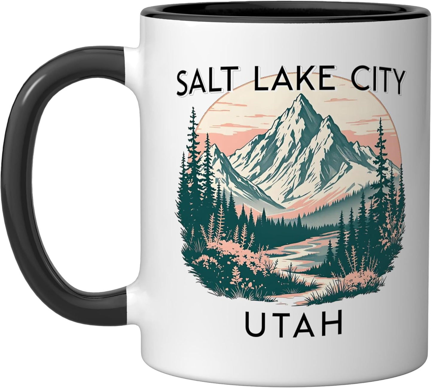 Taza cerámica Salt Lake City negra/blanca