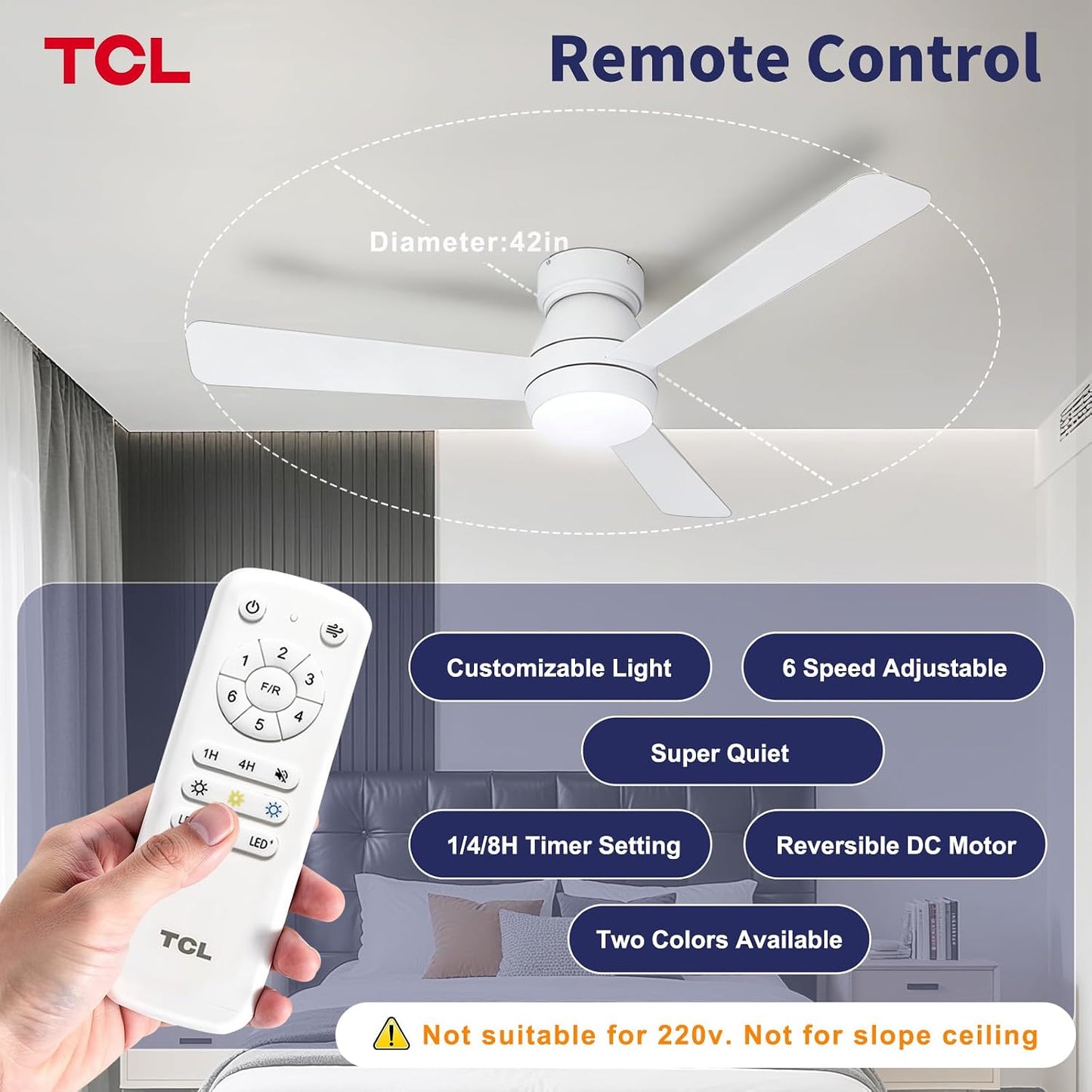 Ventilador techo negro 42pulg 3 aspas control remoto