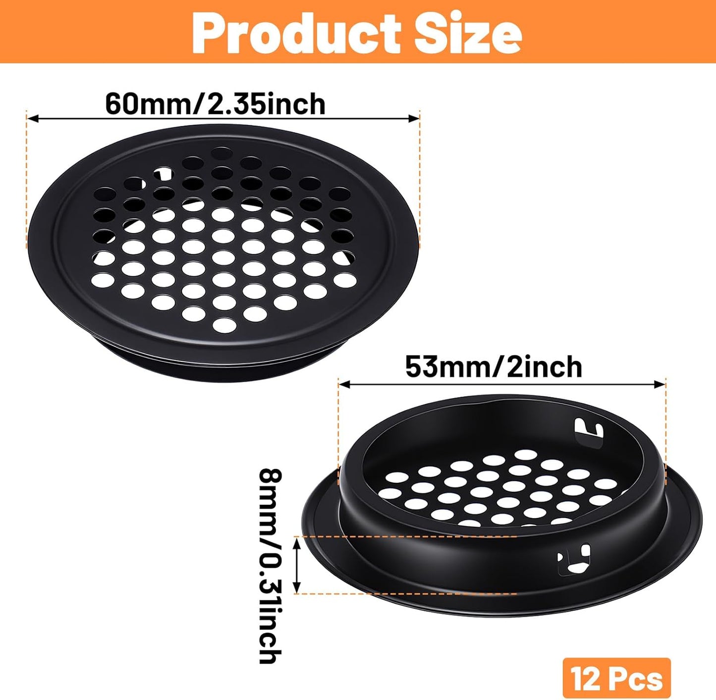 12 Rejillas Ventilación Acero Inox 2pulg para Cocina