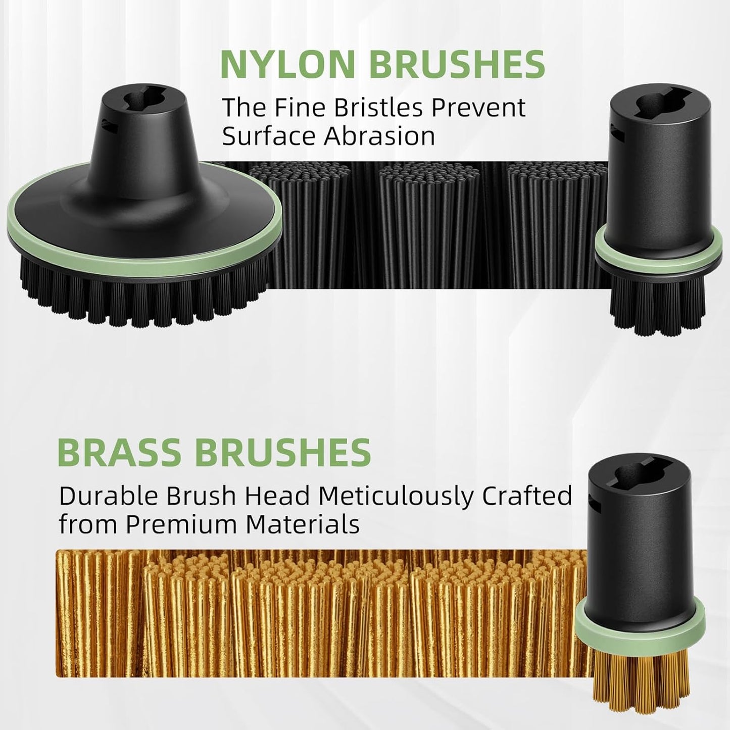 Set 6 Cabezales Cepillo Vapor Repuesto Cerdas Nylon Latón Multiuso