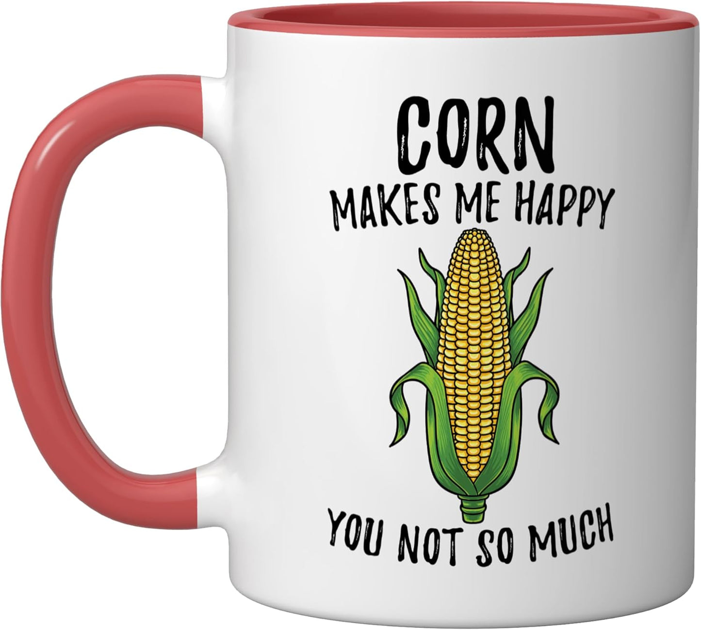 Taza Cerámica Roja/Blanca Corn Makes Me Happy