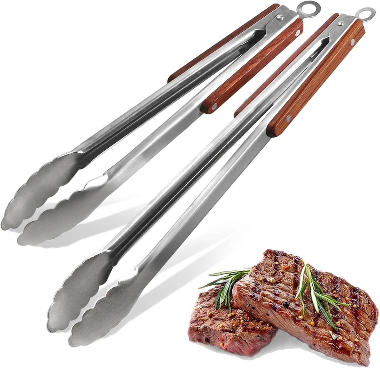 Juego 2 Pinzas Parrilla Acero Inox 16x12 Resistentes